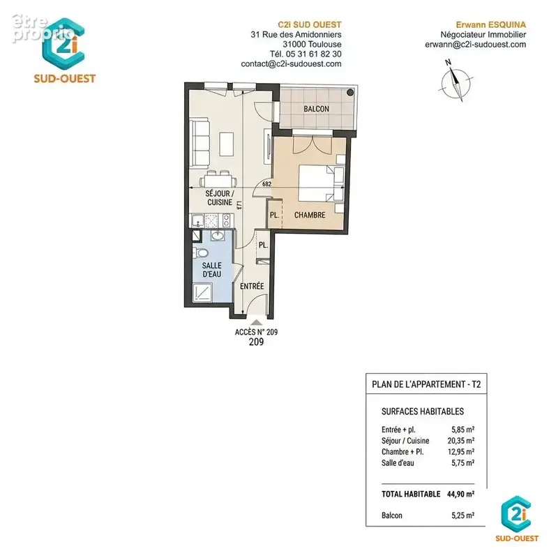 Appartement 2 pièces 45 m² à vendre à Cornebarrieu (31700) - photo 1