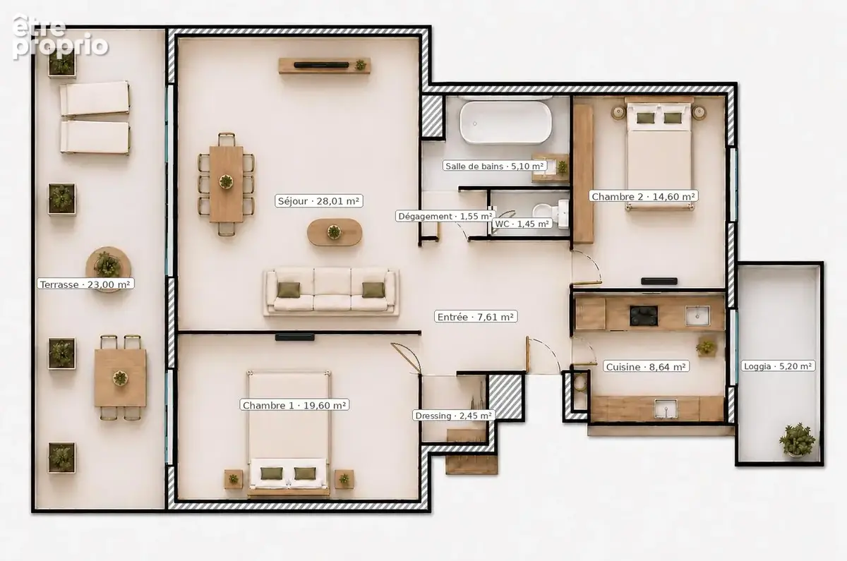 LE CANNET à vendre 3 pièces de 89 m2 avec terrasse au calme parking privatif et cave - photo 2