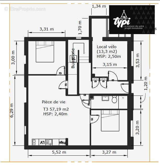 Appartement 57 m² à Caudan  - photo 2