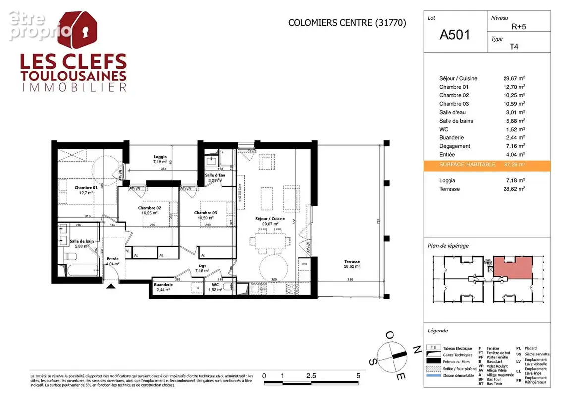 Appartement 4 pièces de 86 m² avec grande terrasse de 28 m² centre ville Colomiers ! - photo 5