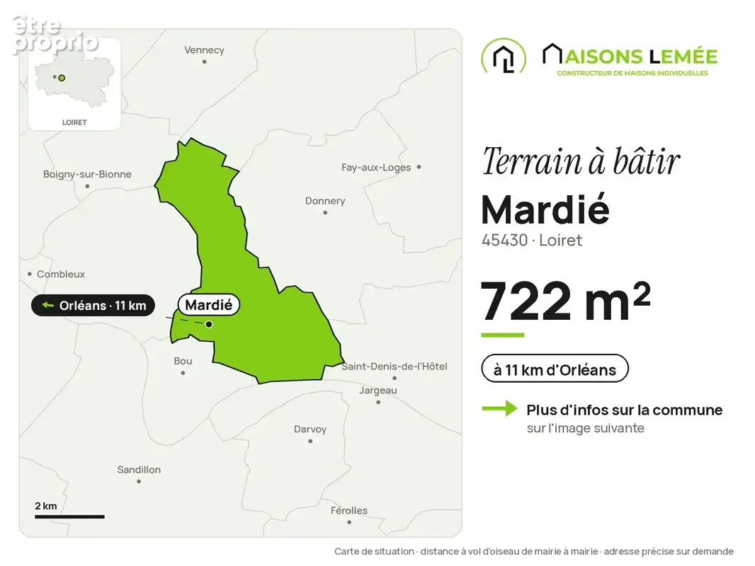 Terrain 722 m² · à Mardié · 93 000 €