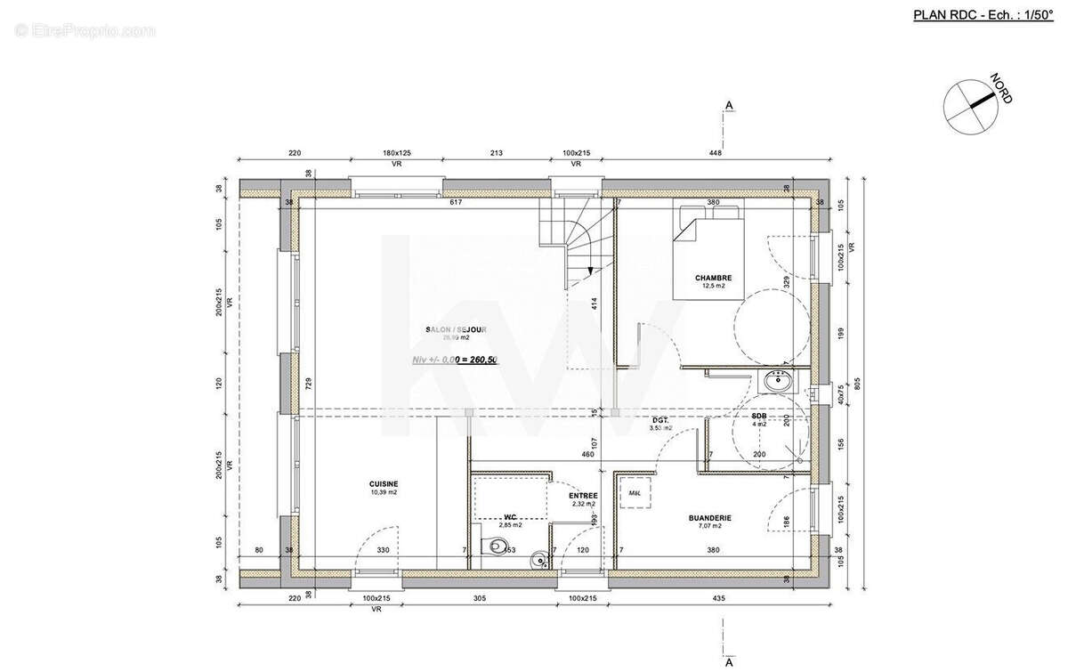 Plan rez de chaussée - Maison à EVANS
