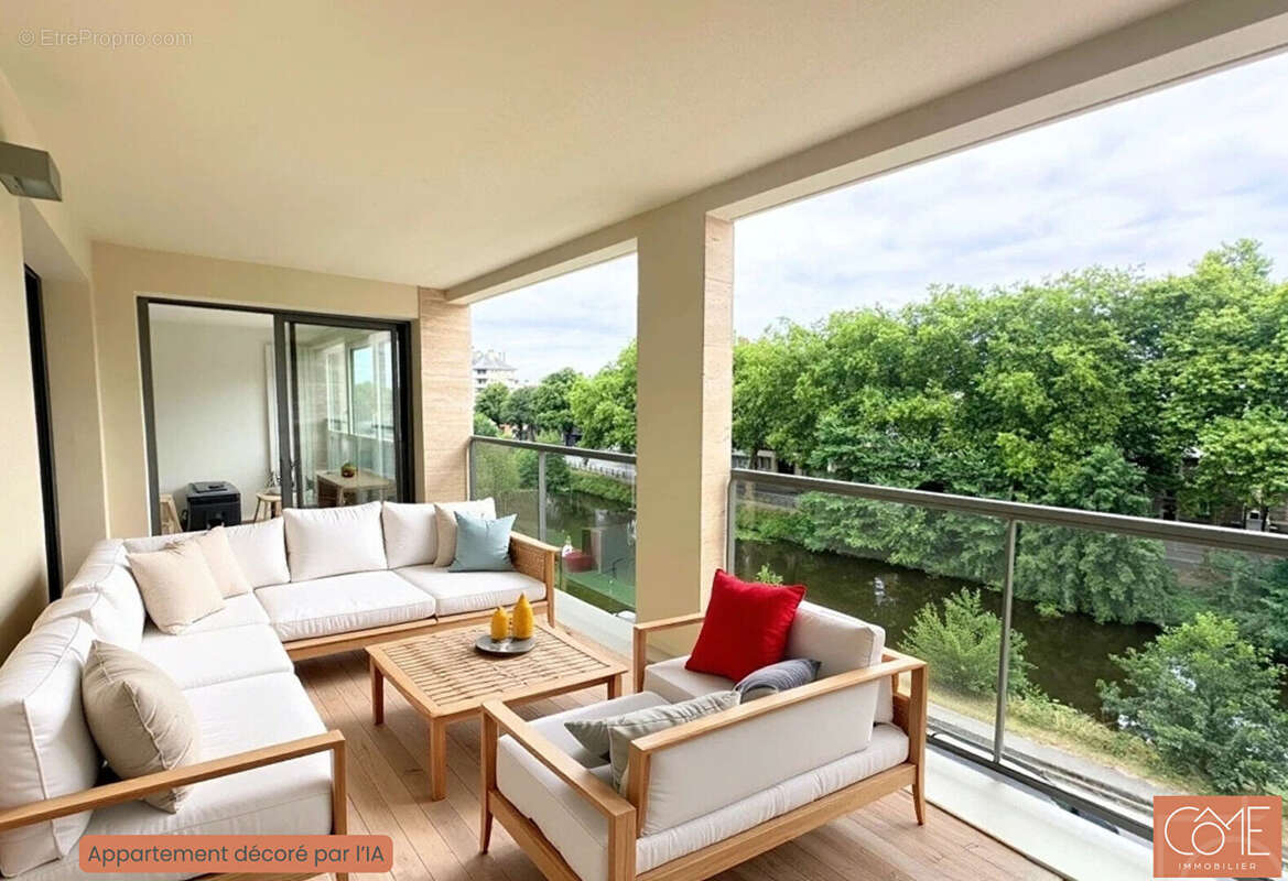 Grand type 3 neuf de standing - 12m² de terrasse - parking - vue canal de l'ille - anatole france - rennes - photo 2