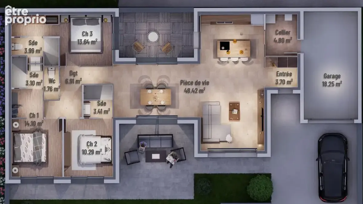 Maison contemporaine plain pied - 114 m² - grand champ centre - photo 11