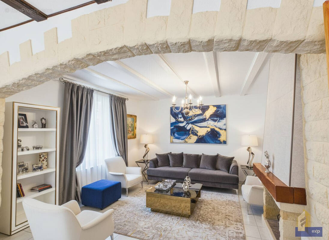 salon avec cheminée - Maison à COLMAR