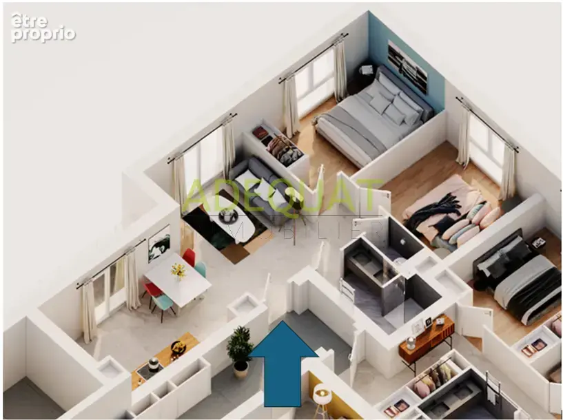 SAINT ANDRE LE GAZ, appartement T3 + 1 parking privatif + balcon de 8m2... - photo 2