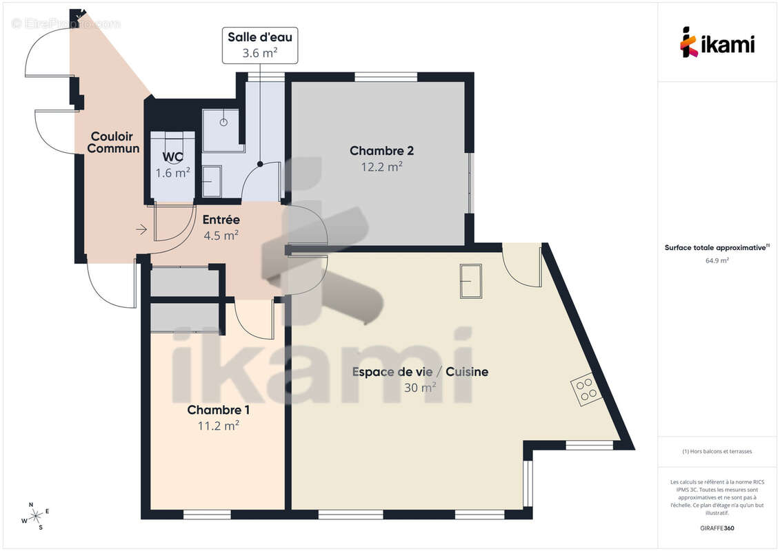 Appartement T3, 66m2, 2 chambres, plage et commerces à pied, au pied des remparts de la Citadelle - photo 9