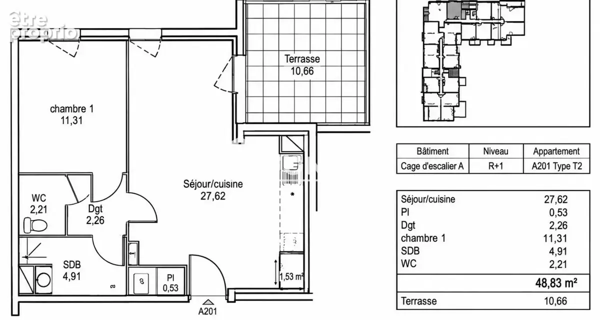 Tours – t2 récent avec grande terrasse couverte et parking - photo 6