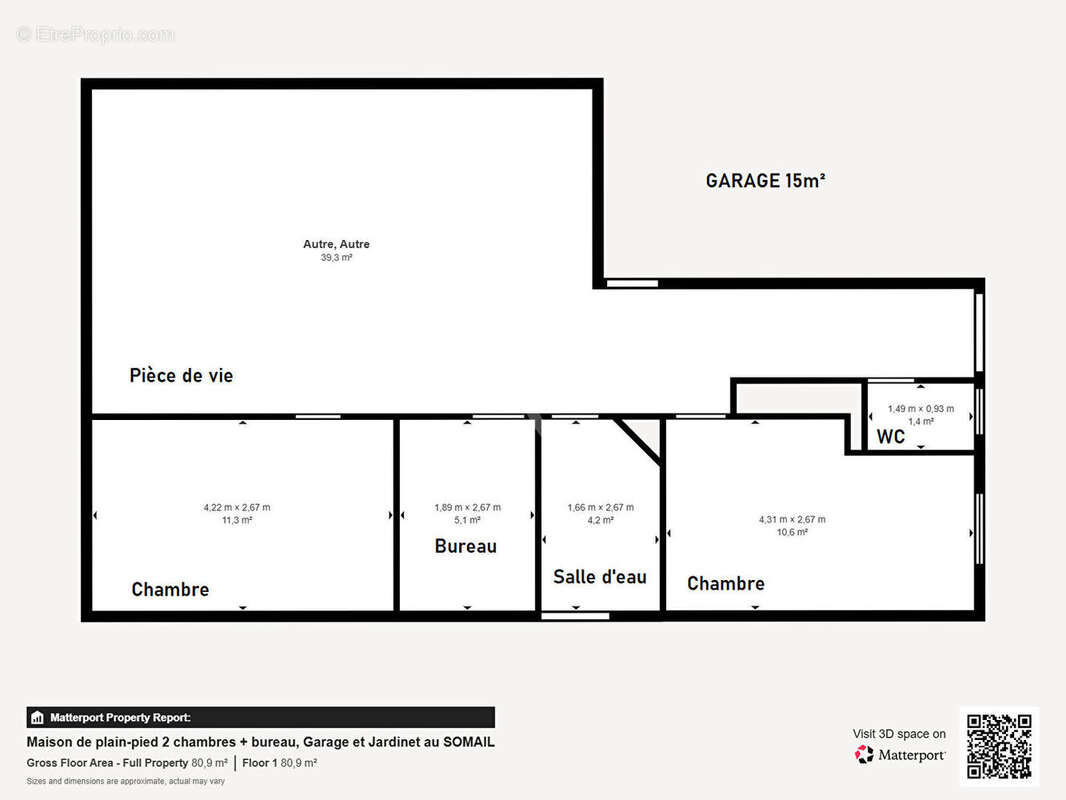 HAMEAU LE SOMAIL - Pavillon de plain-pied 2 chambres, bureau, garage et jardinet - photo 14