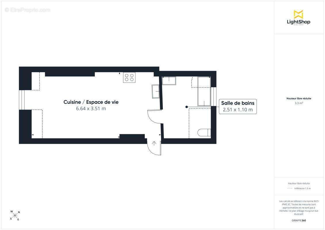 Studio 26 m² - Dernier étage traversant - Rue Saint-Jean, Paris - photo 3