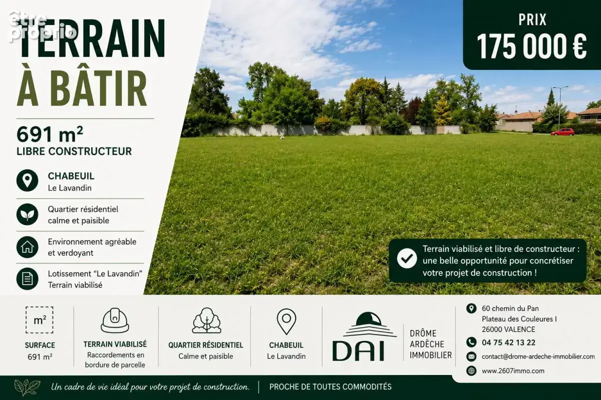 Photo Terrain à Chabeuil au prix de 175 000€