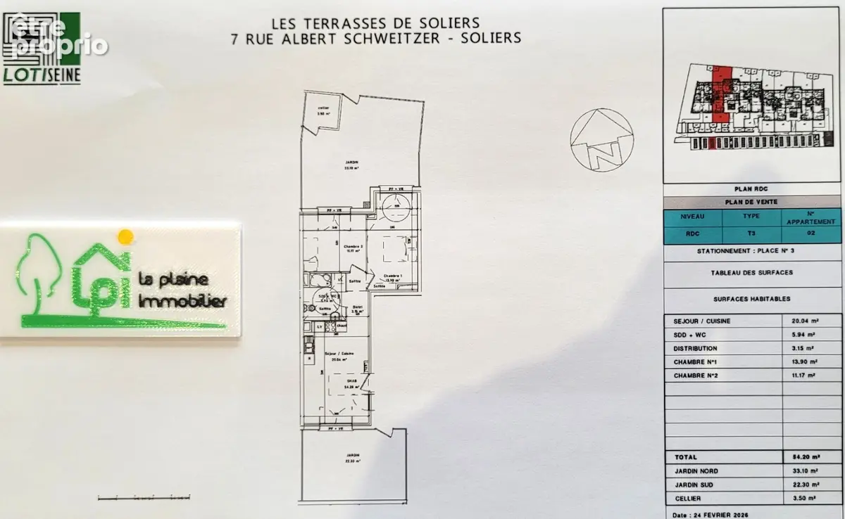 A  RESERVER beau T3  de 54,20² avec jardin privatif de 55m² faibles charges, cellier et stationnement - photo 2