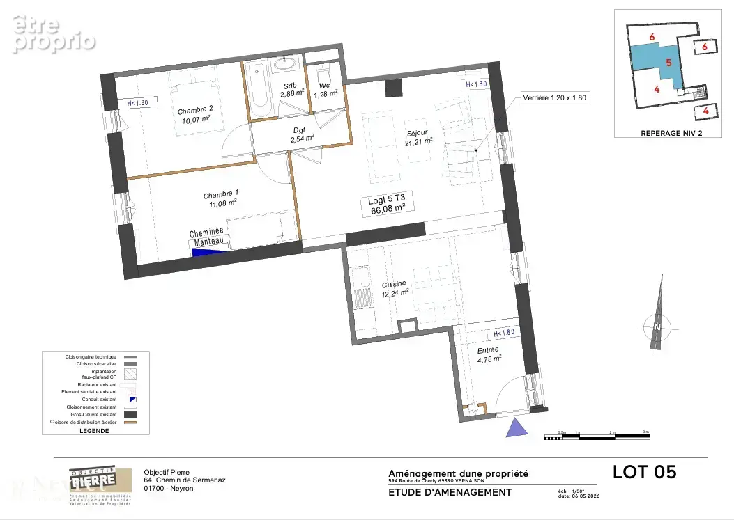 Opportunité à saisir dans une maison de maître sur les hauteurs de Vernaison de 6 lots, T3 de 66,08  m2 - photo 7