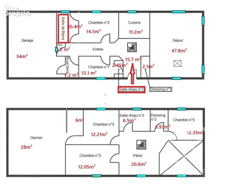 Maison pierre Javené, 213m²utile, 187m² hab, 5ch, dont 2 RDC avec SDE, terrain 1351m², FO - photo 18