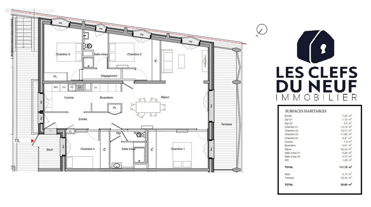 Appartement Toulouse 5 pièces de 103 m2 + 32m² de Terrasse / SAINT-MARTIN-DU-TOUCH - photo 13