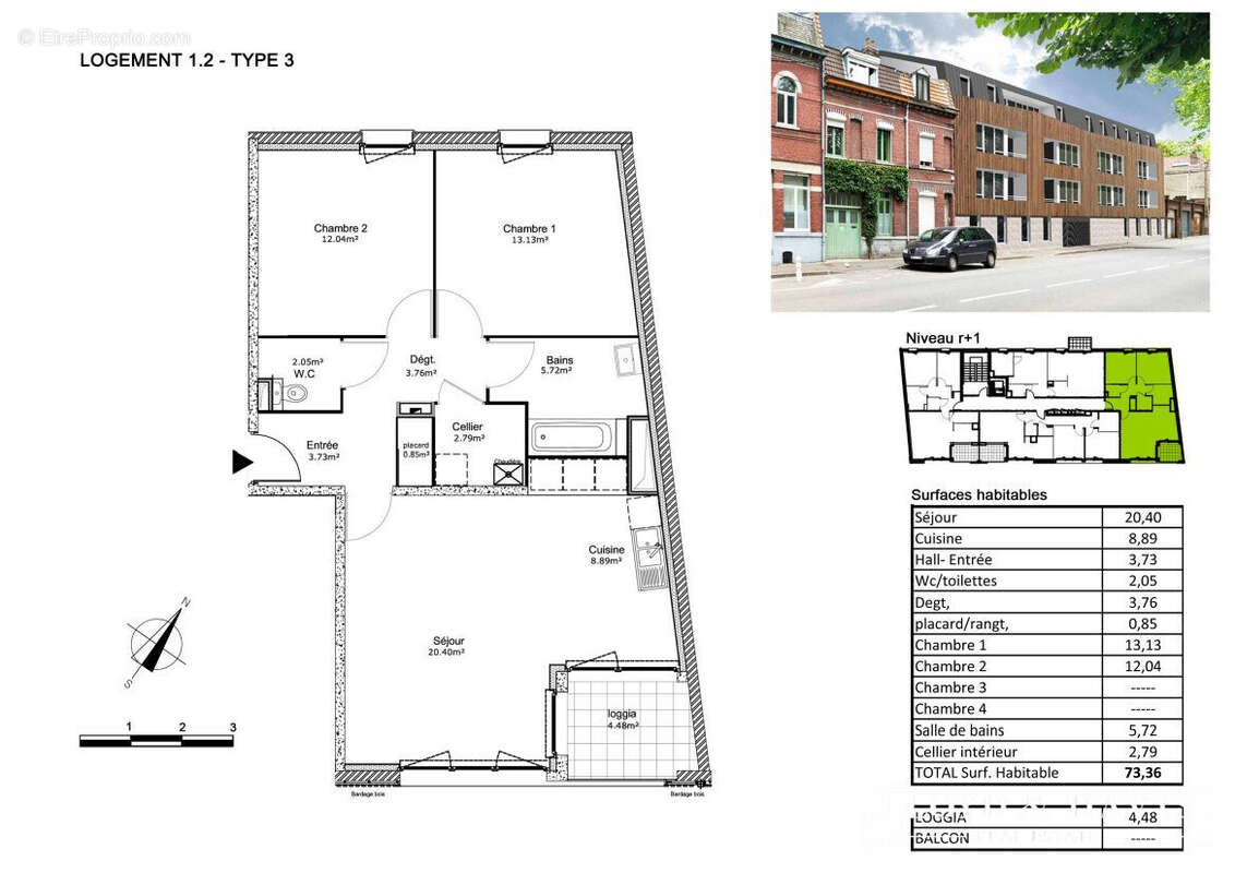Appartement 73 m² à La Madeleine  - photo 9