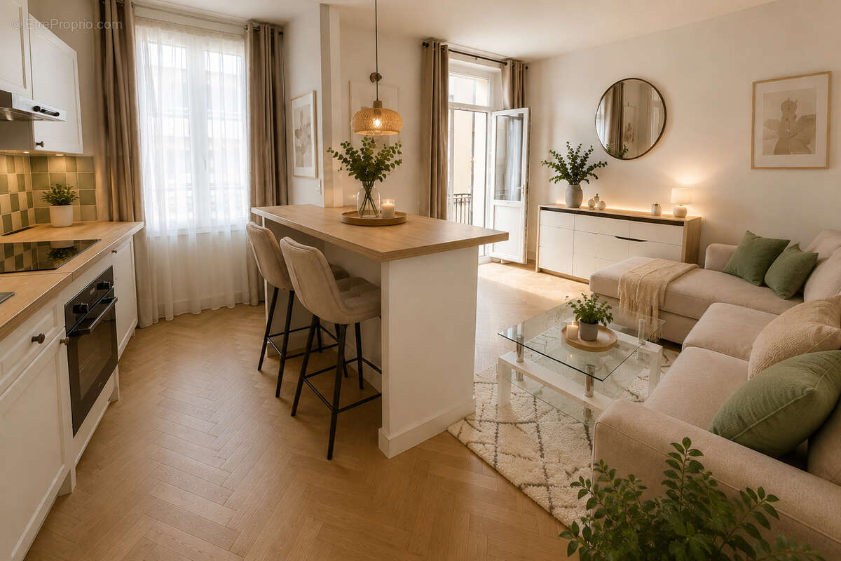 Cannes Bas Montfleury proche Résidence le Gallia - Appartement Cannes 2 pièces 45.46 m2 avec double cave et balcon - photo 2