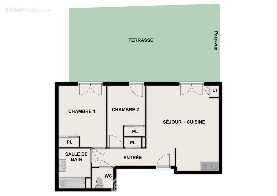 Appartement T3 de 60,39 m2 avec terrasse, - Appartement à POITIERS