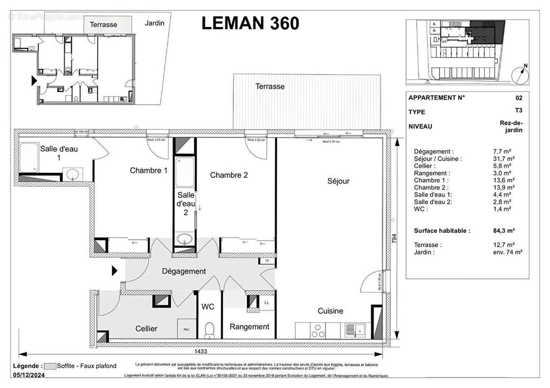 MESSERY - T3 de 84.30m² - Rez de jardin - photo 3