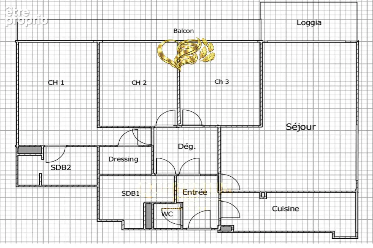 'CAMPHRIER SACRE ' : appartement 3 chambres 96 m2 - balcon filant 12 m2 - photo 14