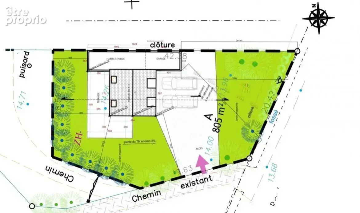 Très beau terrain constructible de 805m2 entre St Armel et St Colombier , à 700m du Golfe - photo 3