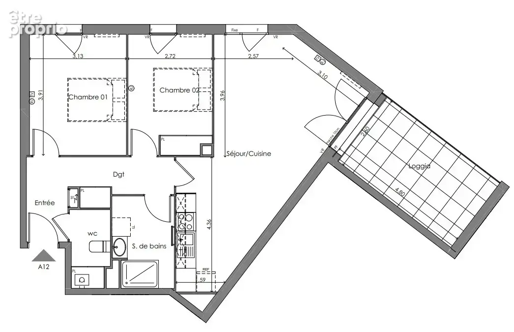 Saint-Médard-en-Jalles   T3 lumineux avec loggia de 13 m2 et 2 parkings - photo 6