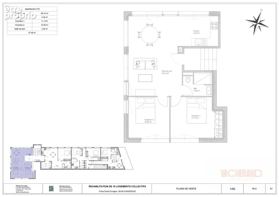 Appartement 3 pièces 57 m² à vendre à Dunkerque (59140) - photo 2