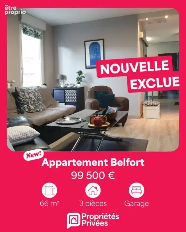 Appartement 3 pièces 66 m² · à Belfort · 66 m² · 99 500 €